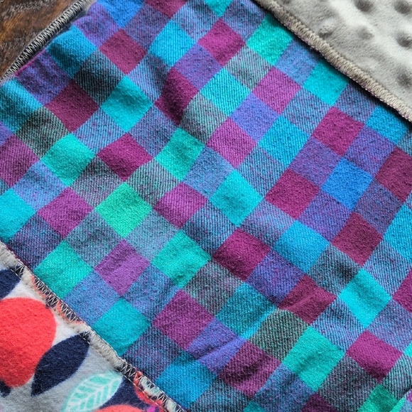 Handmade Owl Flannel & Blue Medallion Fleece Infinity Cowl Ring Scarf - Picture 5 of 7